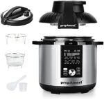 prepAmeal 8Qt Pressure Cooker & Air Fryer Combo with Pressure Lid and Air-Fry Lid - 7-in-1 cooking Modes, Easy Read LCD Display, 27 Presets Programs, & 8 Program Storage. (Silver, 8 Quart)