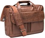 seyfocnia Mens Laptop Bag,15.6 Inch Leather Messenger Bag Water Resistant Business Travel Briefcase, Work Computer Bag Satchel Bag Husband Gifts(Brown