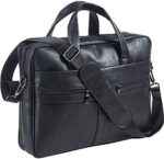 seyfocnia Men's Leather Messenger Bag, 15.6 Inches Laptop Briefcase Business Satchel Computer Handbag Shoulder Bag for Men (Black)