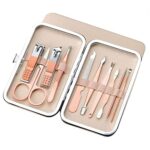 10 PCS Pink Stainless Steel Manicure Set Personal care,Nail Clippers,Mini Nail Clippers Kit Pedicure Care Tools，Great for individuals, families and travels