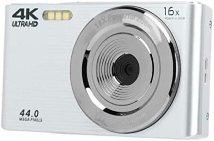 16X Digital Zoom Camera, 44MP Digital Camera for Kids with 2.8 inch Display, Support 128GB, Point and Shoot Cameras Mini Camera for Teens Students Seniors (Silver)