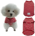 EnigmaGoods Dog Shirt Light Elastic Soft Comfortable Breathable Cotton Pet Apparel Safe Care for Small Medium Dogs & Cats Striped Design Vest for Puppies Ideal for Everyday Wear XL/red-White