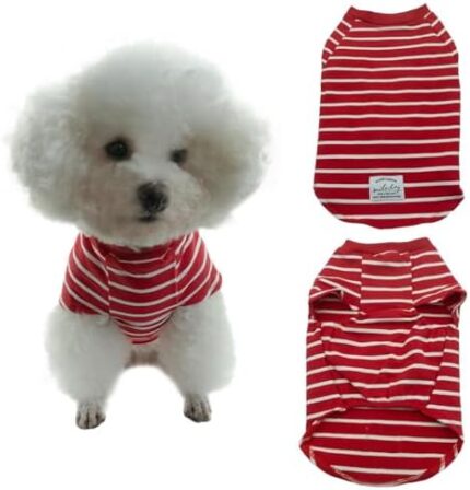 EnigmaGoods Dog Shirt Light Elastic Soft Comfortable Breathable Cotton Pet Apparel Safe Care for Small Medium Dogs & Cats Striped Design Vest for Puppies Ideal for Everyday Wear XL/red-White
