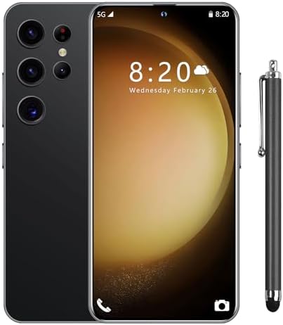 Arackyer S23 Ultra Cellphone, 5G Unlocked Android Smartphone, 6.8" FHD Display, 8GB+512GB ROM, 48+13MP Camera, 1TB Expandable Storage, 6000mAh Long Battery Life, Stylus Pen (Black)