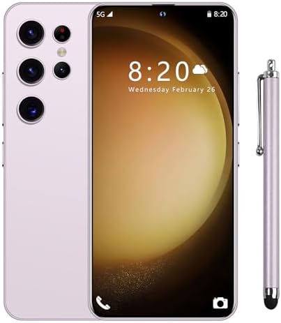 Arackyer S23 Ultra Cellphone, 5G Unlocked Android Smartphone, 6.8" FHD Display, 8GB+512GB ROM, 48+13MP Camera, 1TB Expandable Storage, 6000mAh Long Battery Life, Stylus Pen (Purple)