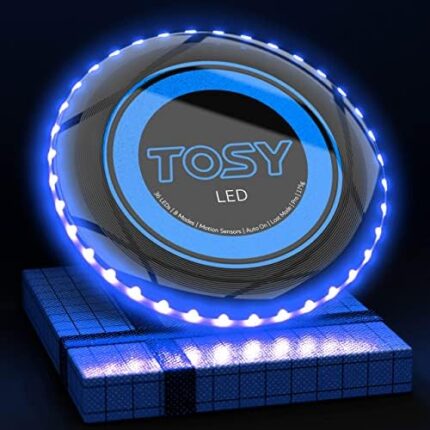 TOSY Flying Disc - 16 Million Color RGB or 36 or 360 LEDs, Extremely Bright, Smart Modes, Auto Light Up, Rechargeable, Cool Fun Christmas, Birthday & Camping Gift for Men/Boys/Teens/Kids, 175g frisbee