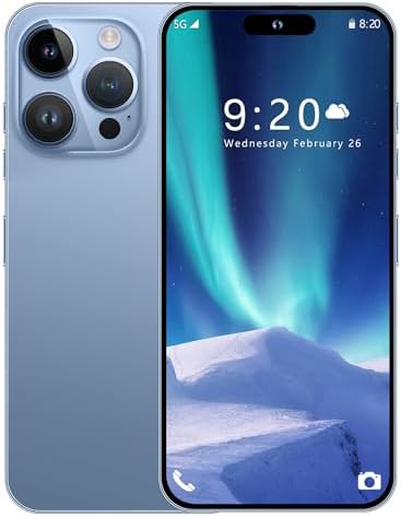 MMY I14 Pro MAX Unlocked Cell Phone, Long Battery Life 6.82" HD Screen Unlocked Phones, 6+256GB Android 13 Smartphone with 128G Memory Card, Dual SIM/Fingerprint Lock/Face ID/GPS (Blue)
