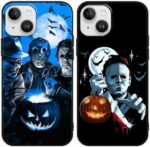 2 Pack Cool Phone Cases for Apple iPhone 15 Case 6.1", Horror Movie Ghost Pattern Design, Halloween Spirit Anime Print Cases for Women Girls Men Boys, Soft Funda for iPhone15, Pumpkin