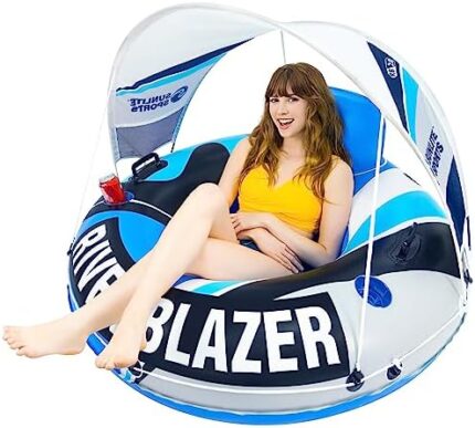 2024 New & Upgraded Sunlite Sports Heavy Duty River Tube Inflatable, Premium Water Float to Lounge Above Lake and River, Outdoor Water Raft Sport Fun, Recreational Use