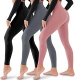 3 Pack Leggings for Women-No See-Through High Waisted Tummy Control Yoga Pants Workout Running Legging