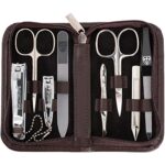 3 Swords Germany - brand quality 8 piece manicure pedicure grooming kit set for professional finger & toe nail care scissors clipper genuine leather case in gift box, Made in Solingen Germany (03645)