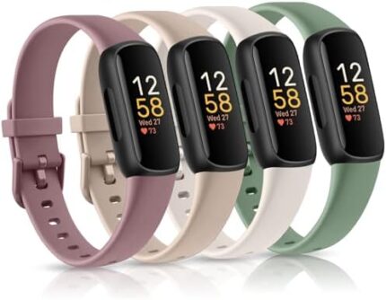4 Pack Sport Bands Compatible with Fitbit Inspire 3 Band Women Men, Soft Silicone Straps Replacement Wristband for Fitbit Inspire 3 Fitness Tracker