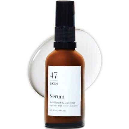 47 Skin Hydrating Face Serum for Clearing Acne and Scars, Anti-Blemish & Scar Repair Serum Skincare Treatment with Silver Chitoderm Smooth Skin Moisturiser Serum for All Skin Types (1.01 oz)