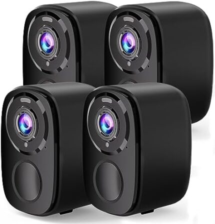 4Pack Wireless Home/Outdoor Security Cameras, 5MP Battery Powered WiFi Security Cameras with Spotlight, AI Motion Detection, Siren, Color Night Vision, 2-Way Talk, SD/Cloud Storage,Compatible Alexa