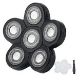 6 Blades Shaver Replacement Heads Electric Razor Blade Replacement Blades for Bald Men Shaver Replacement Blade with Blade Cover (Black)