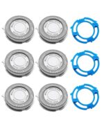 6Pcs SH50 Replacement Heads with 3Pcs Blade Retaining Rings Replacement for Philips Norelco 5000 Series,men's electric shaver replacement heads