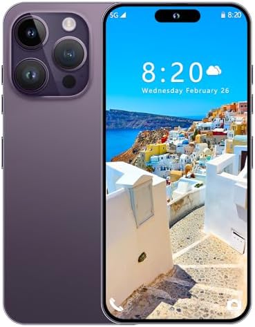 A SLICE RED I14 Pro Max Unlocked Cell Phone,Long Battery Life 6.82" HD Screen Unlocked Phones,Android13 6+256GB Smartphone with 128G Memory Card,Dual SIM/Fingerprint Lock/Face ID/GPS (Purple)