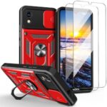 ACCKUO for Nokia C110 Case with (2 Pack) Tempered Glass Screen Protector Magnetic Ring Kickstand Phone Case for Nokia C110 N156DL, Red