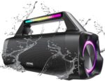 AKONE Portable Bluetooth Outdoor Speaker: Wireless 100dB Loud Large Bocina with Light 80W Big Subwoofer Powerful Deep Bass Rolling Stereo Sound Boombox Waterproof for Party Beach Camping Garage