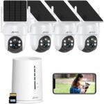 ANRAN Solar Security Cameras Wireless Outdoor, 4MP QHD Battery Powered Home Security System, 4-Cam Kit with Integrated Solar Panel, Forever Power, Spotlight, Expandable Local Storage, No Monthly Fee