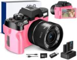 ATPLOES 4k Digital Cameras for Photography, Video/Vlogging Camera for YouTube with WiFi & App Control, Travel Camera with 32GB TF Card & 2 Batteries,Compact Camera,Great Gift Choice（Pink）