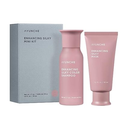 AYUNCHE Enhancing Silky Shampoo 1.76oz + Enhancing Silky Hair Mask 1oz Mini Kit [For Dyed & Tangled Hair] | No more Tangled Hair and Split Ends | Intensive Care for Damaged Hair | Korean Salon Brand