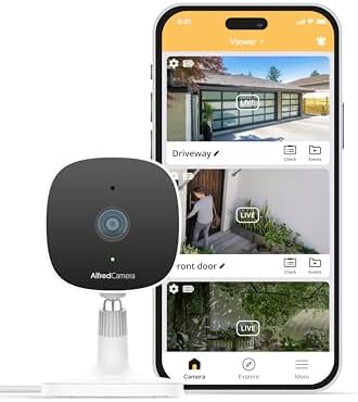 AlfredCamera Indoor/Outdoor Security Camera - AlfredCam Plus, IP65 Waterproof, 2K Plug-in Baby Monitor/Pet Cam - Color Night Vision, Continuous Recording - Works with Alfred Camera App