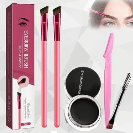 Anjoize 4d Laminated Eyebrow Home Grooming Kit, Anjoize Eyebrow Brush, Anjoize Eyebrow Pen With Eyebrow Gel, Fine-Stroke Long Lasting Waterproof and Smudge-Proof (black)