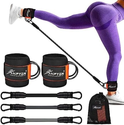 Ankle Resistance Bands, Ankle Bands for Working Out with Cuffs, Resistance Bands for Leg Butt Training Workout Equipment for Kickbacks Hip Gluteus Training Exercises, Ankle Strap with Exercise Bands