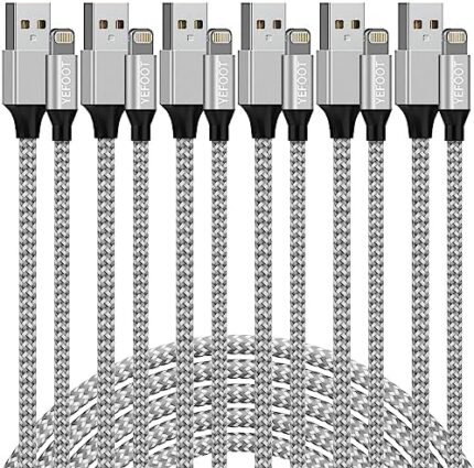 [Apple MFi Certified] 6Pack[3/3/6/6/6/10ft] iPhone Charger Lightning Cable Compatible iPhone 14ProMax/14Pro/14/14Plus/13Pro/13/12Pro/12/11 and More-Silver&White