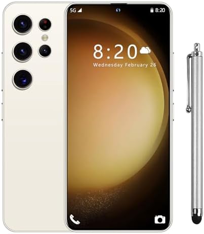 Arackyer S23 Ultra Cellphone, 5G Unlocked Android Smartphone, 6.8" FHD Display, 8GB+512GB ROM, 48+13MP Camera, 1TB Expandable Storage, 6000mAh Long Battery Life, Stylus Pen (White)