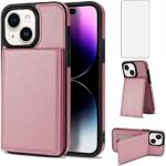 Asuwish Phone Case for iPhone 15 Plus 6.7 inch Wallet Cover with Screen Protector and RFID Slim Credit Card Holder Slot Stand Cell i-Phone 15+ iPhone15Plus 5G i i15 + iPhone15 15Plus Women Rose Gold