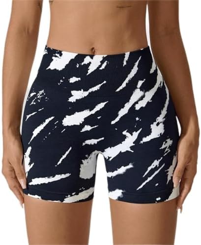 Avanova Women's Graphic Print Seamless High Waisted Biker Workout Athletic Yoga Shorts