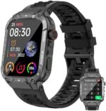 Azgqswr Smart Watch for Men(Answer/Dial Calls), 5ATM Waterproof, 1.96''HD Rugged Tactical Fitness Watch for Android iOS iPhones with 100+Sport Modes,Heart Rate,Sleep Monitor(Black)