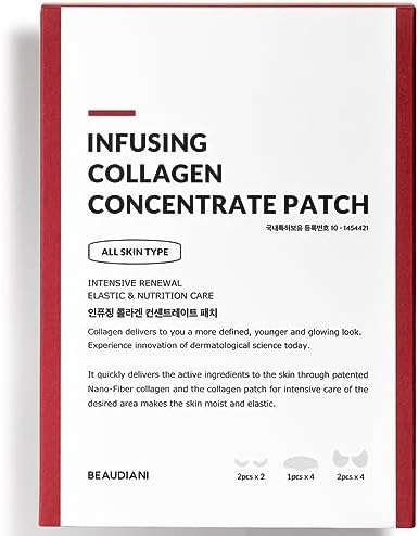 BEAUDIANI Infusing Collagen Concentrate Patch to Smooth Eye, Cheek, Forehead, Face Mask for Skin Care, Brightening & Anti-Wrinkle with Collagen, Korean Skin Care, All Skin Type