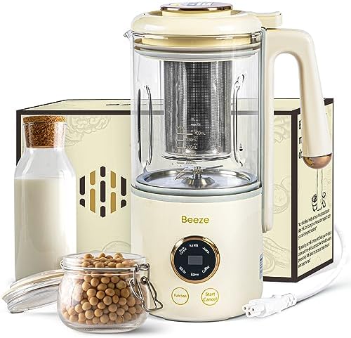 BEEZE Automatic Nut Milk Maker - 14oz Nut Milk Maker BEEZE Automatic Nut Milk Maker - 14oz Nut Milk Maker Machine - Almond Milk Maker - Milk Tea, Soy, Oat, Almond, Cashew, Coconut Milk, Glass Blender, Built In Strainer, Smart Touch, 12-Hour Delay Timer