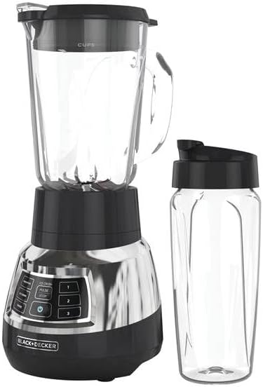 BLACK+DECKER BL1400DG-P Quiet Stainless Steel Blender with Cyclone Glass Cup