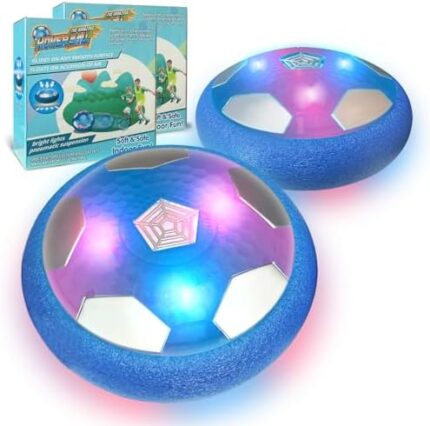 BaLaM Hover Soccer Ball, Toys for Kids Ages 3-12, Christmas Birthday Gifts for 3 4 5 6 7 8 9 10 11 Year Old Boys Girls, Soccer Ball with LED & Foam Bumper for Indoor Outdoor Game (Set of 2).