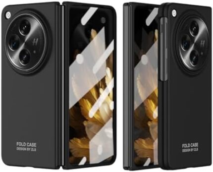 Back Case Cover Ultra-Thin Lightweight Case Compatible with Oppo Find N3 with Hinge+Screen Protector Shockproof Full Protective Rugged Cover for Find N3 Protective Case (Color : Black)