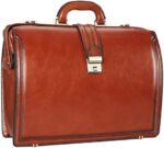 Banuce Full Grain Italian Leather Briefcase for Men with Lock Lawyer Attorney Litigator Bags 15.6 Inch Laptop Attache Case Hard Doctor Bag