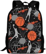 Basketball Backpack, Lightweight Adjustable Black Backpack with Mesh Side Pockets for Travel Outdoor Sports, Simple and Aesthetic Bookbag for Men, Large Capacity Laptop Bag for Business Office