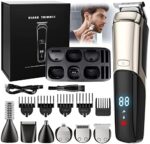 Beard Trimmer, Cordless Hair Clippers for Men Body Hair Trimmer, Mustache Nose Facial Cutting Groomer, Waterproof Electric Shaver 11 in 1 Grooming Kit, USB Rechargeable & LED Display 1.0 Count