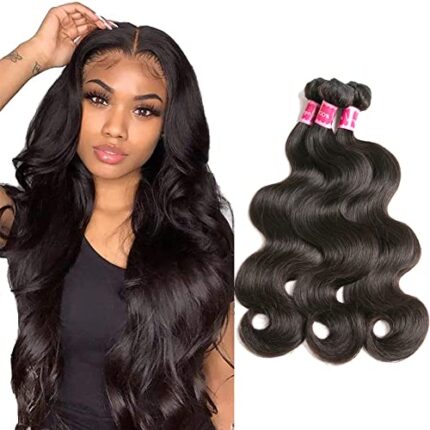 Beauty Queen Brazilian Body Wave Human Hair Bundles (18 20 22 Inch) 10A Bundles Human Hair 100% Unprocessed Weave 3 Bundles Virgin Human Hair Natural Color Hair Extensions
