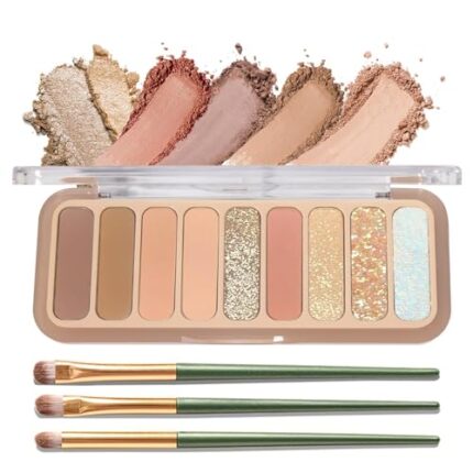 Berinist Eyeshadow Palette，Matte，Shimmer，Glitter，Korean Eye Shadow Makeup Palette with Brush，Highly Pigmented Blendable Shades Eyeshadow Pallet，Waterproof，Long-Wearing，Naturing-Looking（Shining Star）