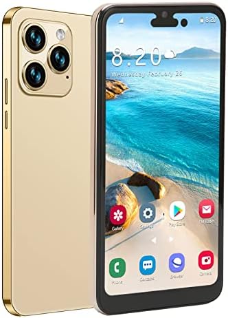 Bewinner I14pro Max Unlocked Smartphone, 6.1in 4GB RAM 64GB ROM Dual SIM 4G Network Mobile Phone, Face ID Unlocked Cellphone for Android 11 4000mah Battery (Gold)