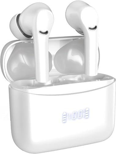 Bluetooth Headphones V5.3 True Wireless Earbuds Deep Bass Stereo and Noise Cancelling Headphones 42H Playtime LED Power Display Earphones, Ear Buds IP7 Waterproof Wireless Headset with 4 Mic for TV