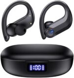Bluetooth Headphones Wireless Earbuds 120H Playtime Ear Buds IPX7 Waterproof Sports Earphones 2600mAh Wireless Charging Case Headset with Over-Ear Earhooks LED Power Display Mics for Workout CAP0X0