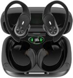 Bluetooth Headphones Wireless Earbuds 48Hrs Playtime HiFi Stereo Ear Buds IP68 Waterproof Sports Earphones with Over-Ear Earhook Wireless Charging Case Headset LED Power Display for Workout Black