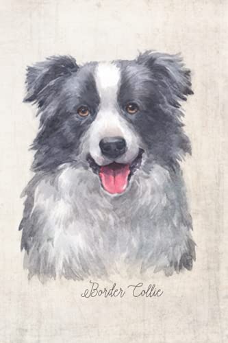 Border Collie Dog Portrait Notebook: Blank Lined Journal for Dog Lovers, Dog Mom, Dog Dad and Pet Owners | 6x9 with College Ruled Pages (Watercolor Dog Lined Journals)