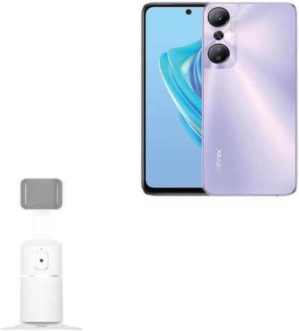 BoxWave Stand and Mount Compatible with Infinix Hot 20 - PivotTrack360 Selfie Stand, Facial Tracking Pivot Stand Mount - Winter White